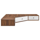 Modway Transmit 47" Wall Mount Corner Walnut Office Desk - Walnut White-Corner Office Desk