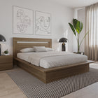 Nexera - Tête de Lit Queen Malibu en Chêne Brun-Design compatible : Cette tête de lit polyvalente s'intègre parfaitement avec votre cadre de lit préféré