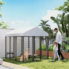 PawHut Outdoor Welded Wire Dog Kennel and Dog Run with Cover - 6' x 6' x 6' - Silver-Reversible stable canopy top offers rain and sun protection 