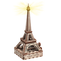 Mr.Playwood - Modèle STEM 3D en bois éco-éclairé de la Tour Eiffel - Lot de 163-Modèle STEM 3D écologique à assembler et personnaliser à l'école ou à la maison