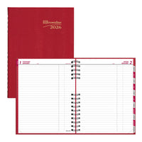Brownline - 2026 Agenda quotidien CoilPro avec couverture rigide et reliure spirale double - 10 po x 7-7/8 po - Rouge - Anglais-12 mois: janvier 2026 à décembre 2026