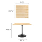 Modway Lippa 36" Square Wood Dining Table - Black Natural-MDF Table Top