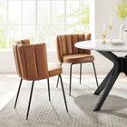 Modway Virtue Vegan Leather Dining Chair - Black/Tan - 2 Pack-Contemporary Accent Chairs