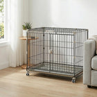 PawHut - Cage pour chien sur roulettes, cage en métal 30 po-Cadre en fil épaissi avec double verrouillage pour garantir que votre animal reste en sécurité à l'intérieur 
