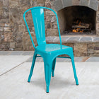 Flash Furniture Crystal Teal-Blue Metal Indoor-Outdoor Stackable Chair-500 lb. Weight Capacity