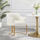 Manhattan Comfort Raya 25.2" Modern Leatherette Upholstered Dining Armchair - Cream-Frame Made Of High Quality Elm Wood Stainless Steel Gold Legs