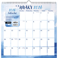 DateWorks - 2026 Calendrier Mural en Spirale 16 Mois - 12 po x 12 po - Pastel Abstrait - Anglais -12,00" x 12,00"