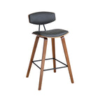 Armen Living Fox 25.5" Counter Height Mid-Century Modern Bar Stool in Grey Faux Leather & Walnut Wood-Whether you have a kitchen island, a bar table, pub table or peninsula, we've got you covered with any height you desire. Our bar height stools have a comfortable seat height of 28.5" and our counter height stools hold you at a convenient 25.5" seat height.