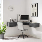 Modway Render 54.5" Wall Mount Corner Office Desk - Charcoal-Smooth Wood Grain Laminate