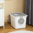 PawHut Enclosed Cat Litter Box with Scoop - White-Plastic structure for durability 