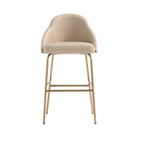 Manhattan Comfort Gracie 22" Modern Leatherette Upholstered Barstool - Tan and Gold-Modern Barstool with Backseat Perfect for Bar and Kitchen Use