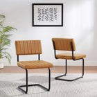 Modway Parity Vegan Leather Dining Side Chairs - Black/Tan - 2 Pack-Dense Foam Padding