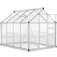 Outsunny Polycarbonate Greenhouse - 6' x 8' x 6.6' - Silver- High-quality aluminium alloy and PC board in a solid construction
 