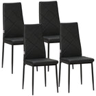 HOMCOM Dining Chairs, Accent with Upholstery Seat & Steel Legs - Black - Set of 4-Packaged in a set of 4