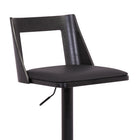 Armen Living - Milan Tabouret de Bar Pivotant à Hauteur Réglable en Similicuir Noir et Bois Noir avec Base Noire-7