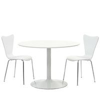 Modway Revolve 3-Piece Dining Set - White-Chairs: Solid Plywood Seat
