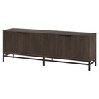Hudson&Canal Montello TV Stand for TV's up to 78" - Alder Brown-The top has a weight capacity of 75lbs, inside storage area can hold 35 lbs on each shelf