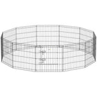 PawHut - Parc d’exercice pliable en métal pour animaux, enclos pour chien/chiot, 12 panneaux-Le parc de jeu avec revêtement noir offre une protection durable contre les éléments extérieurs 