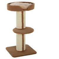 PawHut 36" Cat Tree with Sisal Mat Scratching Post and Cushion Bed - Brown-Sisal mat wrapped post satisfies your cats' desire to claw and protect your furniture from scratching 