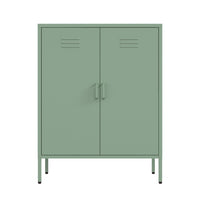 Manhattan Comfort Naomi 31.5" Modern Accent Cabinet - Green-Modern Metal Accent Cabinet Perfect for Storage and Organization