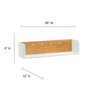 Modway Kinetic 38" Wall-Mount Office Desk With Cabinet and Shelf - White Natural-Particleboard and Melamine Construction