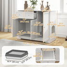 PawHut Cat Litter Box Enclosure with Drawer, Storage and Anti-tip Kit - White-Fits most litter boxes sized under 23.2"W x 15.9"D x 19.5"H (59W x 40.5D x 49.5H cm) 