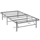 Modway Horizon Stainless Steel Twin Bed Frame - Silver-Non-Marking Foot Caps