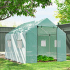 Outsunny Tunnel Greenhouse with Roll-up Door & Mesh Windows - 6.6' x 10' x 6.6' - Roll-up door and windows for easy access inside and ventilation
 