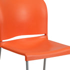 Chaise empilable orange profilée HERCULES d’une capacité de 880 lb à dossier complet avec base traîneau enduite de poudre grise-Garantie à vie limitée sur le cadre