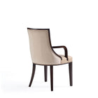 Manhattan Comfort - Lot de 2 fauteuils de salle à manger traditionnels Fifth Avenue 57 cm, revêtement simili cuir et velours, coloris beige-Capacité de poids : 136 kg Hauteur d’assise : 47 cm