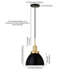 Hudson&Canal - Suspension Madison de 30,5 cm de large avec abat-jour en métal, - Noir/Laiton/Noir-Dimensions du produit : 12" L x 12" l x 13" H