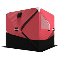 Outsunny Insulated Ice Fishing Tent with Oversized Doors for 3-4 Person-Warm interior maintains heat, protects down to -22℉/-30℃
