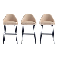 Manhattan Comfort Gracie 22" Modern Leatherette Upholstered Barstool - Tan and Black - 3 Pack-Modern Barstool with Backseat Perfect for Bar and Kitchen Use. Set of 3