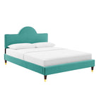Modway Aurora Performance Velvet Full Bed - Teal-Reinforced Center Beam and Support Legs