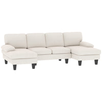 HOMCOM U-Shaped Sectional Couch with Pillow-top Armrests - Beige-High-density foam and pocket springs ensure comfortable seating without sagging  