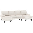 HOMCOM - Canapé sectionnel en U avec accoudoirs rembourrés - beige-La mousse haute densité et les ressorts ensachés garantissent une assise confortable sans affaissement   