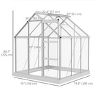 Outsunny serre en polycarbonate 6 pi x 6 pi- Fondation solide assurant une stabilité optimale  

