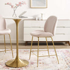 Modway - Scoop Jambe en acier inoxydable doré Performance Velvet Tabouret de comptoir - Rose-Rembourrage en velours polyester Performance