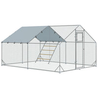 PawHut - Enclos à poules grand poulailler en métal avec couverture pour 12 à 18 poules - 9,8 pi L x 13,1 pi l x 6,4 pi H-Un espace spacieux de 129 pi² (12 m²) accueille confortablement 12 à 18 poules 