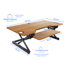 Rocelco 46" Deluxe Adjustable Height Desk Riser and Floor Stand Bundle - Teak/Black-QUICK, EASY AND STABLE HEIGHT ADJUSTMENT WITH EVR ENHANCED VERTICAL RANGE DESIGN: Sturdy metal frame with easy-grip side handle and gas piston assist, can raise and lower up to 45 pounds with continuous height adjustment from 34" up to 49" above the ground in order to optimize the ergonomic work position for people of most heights. Straight up and down motion minimizes required depth (23.25")