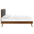 Modway - Willow Bois Lit à plateforme queen avec pieds écartés, Charbon de bois en noyer-Construction en bois, MDF et placage