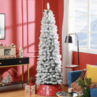 HOMCOM - Arbre de Noël artificiel floqué de 7 pieds avec base en acier - vert-Le design élégant en forme de crayon permet d'économiser de l'espace 