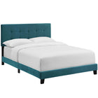 Modway Amira Performance Velvet Queen Bed - Sea Blue-Padded Button-Tufted Headboard