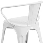 Flash Furniture White Metal Indoor-Outdoor Chair with Arms-Galvanized Steel Construction