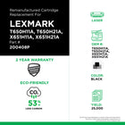 CIG Lexmark T650 Remanufactured Toner Cartridge - High Yield - Black-Environmentally Friendly: Remanufactured from an original Lexmark recycled cartridge