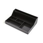 TRU RED 6-Compartment Plastic Desktop Organizer - Black-The tray measures 9.84"L x 6.81"W x 2.75"H and has 6 sections