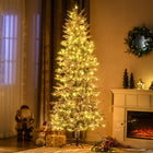 HOMCOM 7' Pre-Lit Snow-Flocked Artificial Christmas Arctic Fir Tree - Green-Sprayed with artificial snow to add wintry appearance 