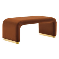 Modway Koda Performance Velvet Waterfall Ottoman - Brass/Rust-Performance Velvet Upholstery