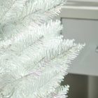 HOMCOM - Sapin de Noël artificiel de 6 pi avec lumières LED colourées - blanc-La forme crayon ne prend pas beaucoup de place au sol ou sur la table, convient aux petites pièces ou à un deuxième sapin de Noël dans une entrée 