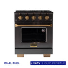 Kucht 30" KED Series Pro Style Propane Ready Dual Fuel Range - Gemstone-The 4-burner gas range includes two 15 000 BTU burners and two 9 000 BTU burners